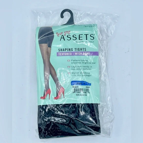 New Loving By Assets by Sara Beckley Shaping BlackTights Size 4 (180-220) - Picture 4 of 8